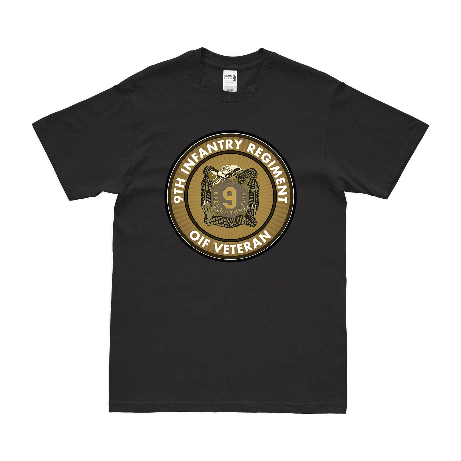 9th Infantry Regiment OIF Veteran T-Shirt Tactically Acquired Black Clean Small
