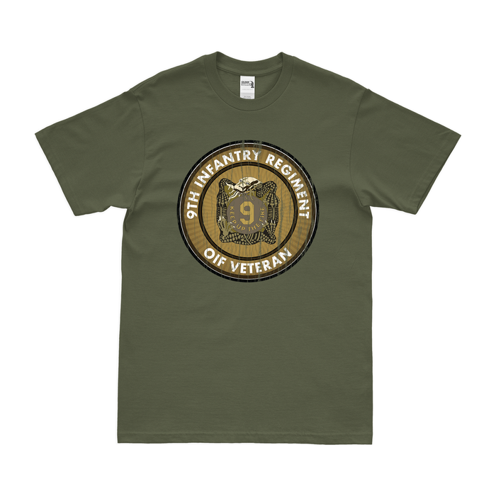 9th Infantry Regiment OIF Veteran T-Shirt Tactically Acquired Military Green Distressed Small
