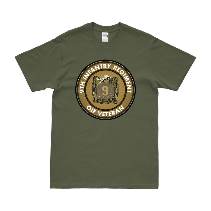 9th Infantry Regiment OIF Veteran T-Shirt Tactically Acquired Military Green Clean Small