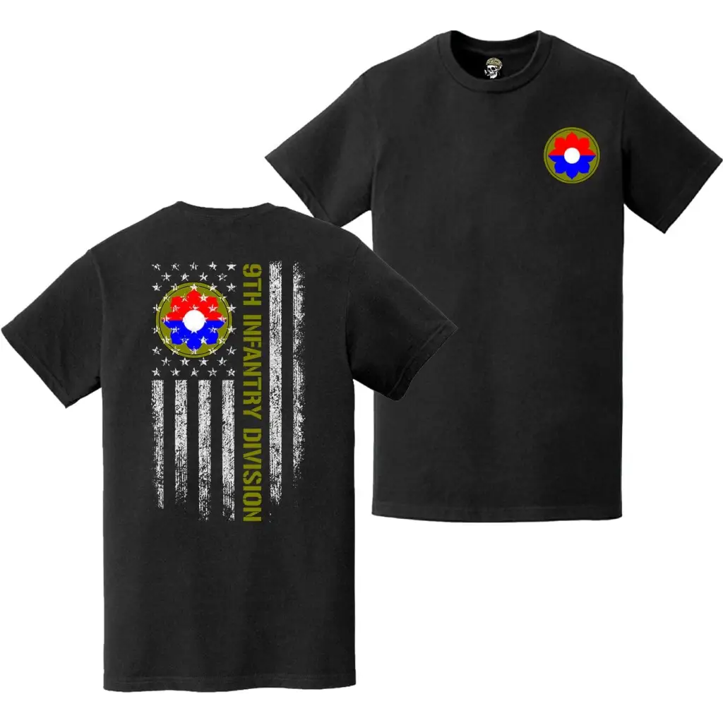 9th Infantry Division (9th ID) Double-Sided American Flag T-Shirt Tactically Acquired   
