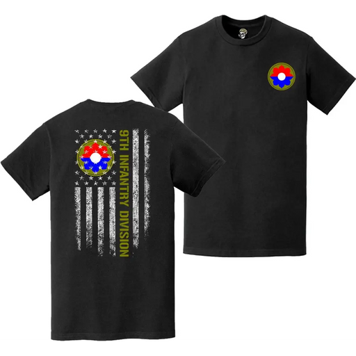 9th Infantry Division (9th ID) Double-Sided American Flag T-Shirt Tactically Acquired   
