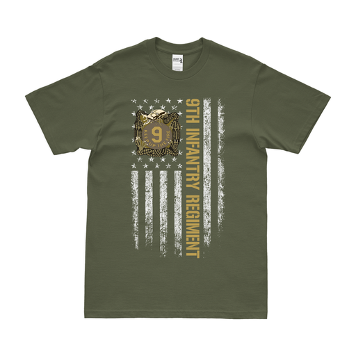 9th Infantry Regiment American Flag T-Shirt Tactically Acquired Military Green Small 