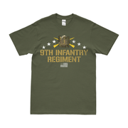 Patriotic 9th Infantry Regiment Crossed Rifles T-Shirt Tactically Acquired Military Green Distressed Small