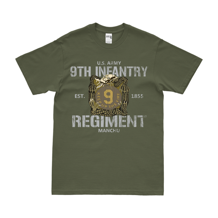 9th Infantry Regiment Legacy Tribute T-Shirt Tactically Acquired Military Green Distressed Small