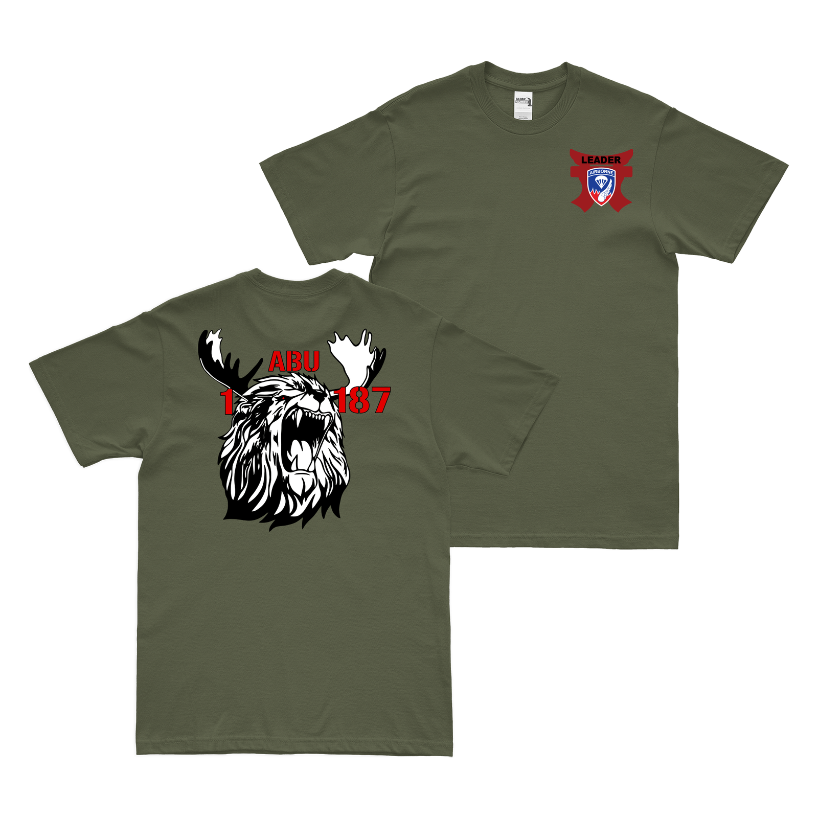Double-Sided A Co, 1-187 IN, 3BCT, 101st ABN T-Shirt Tactically Acquired Military Green Small 