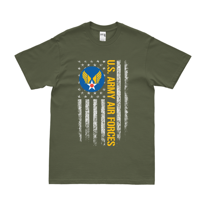 U.S. Army Air Forces (USAAF) American Flag WW2 T-Shirt Tactically Acquired Military Green Small 