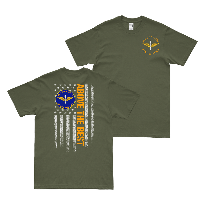 Double-Sided Army Aviation Motto American Flag T-Shirt