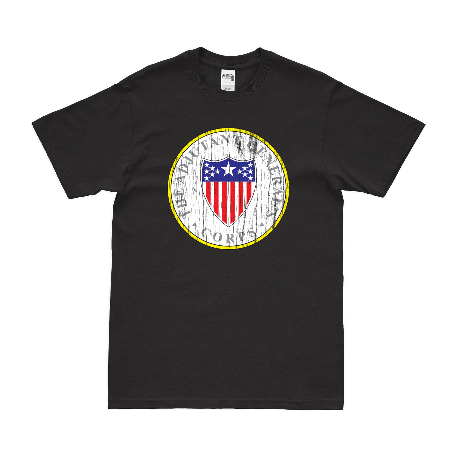 U.S. Army Adjutant General's Corps Plaque T-Shirt Tactically Acquired Black Distressed Small