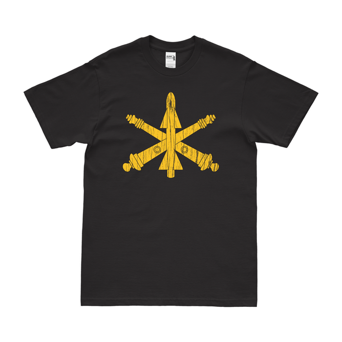 Air Defense Artillery ADA Emblem T-Shirt Tactically Acquired Black Distressed Small