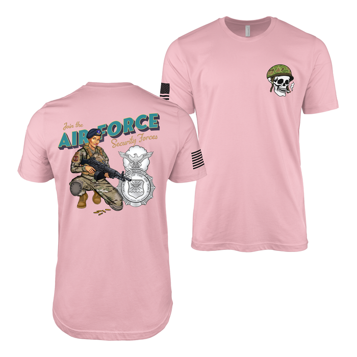 Join the Air Force Security Forces Pin-Up Girl Katie T-Shirt Tactically Acquired Pink Small