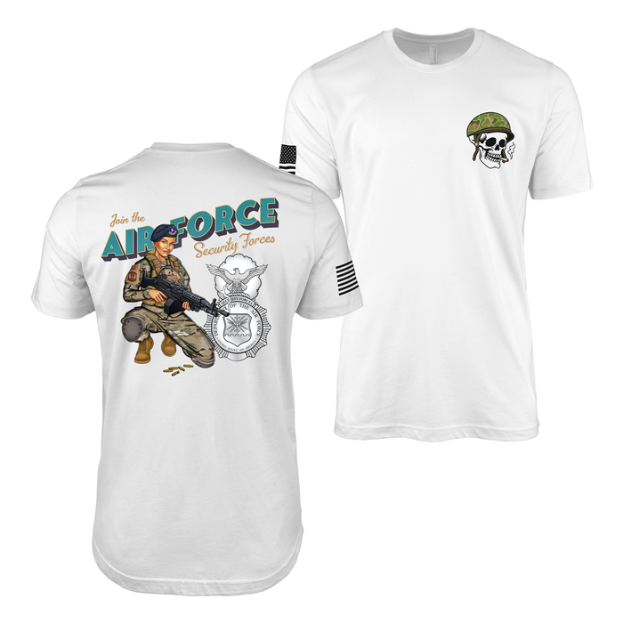 Join the Air Force Security Forces Pin-Up Girl Katie T-Shirt Tactically Acquired White Small