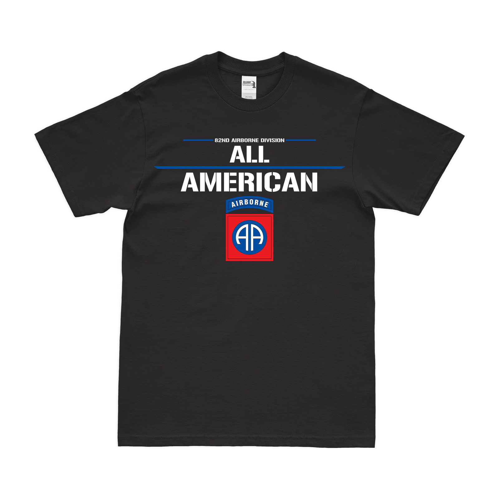 82nd Airborne 'All-American' Motto Emblem T-Shirt Tactically Acquired Black Small 