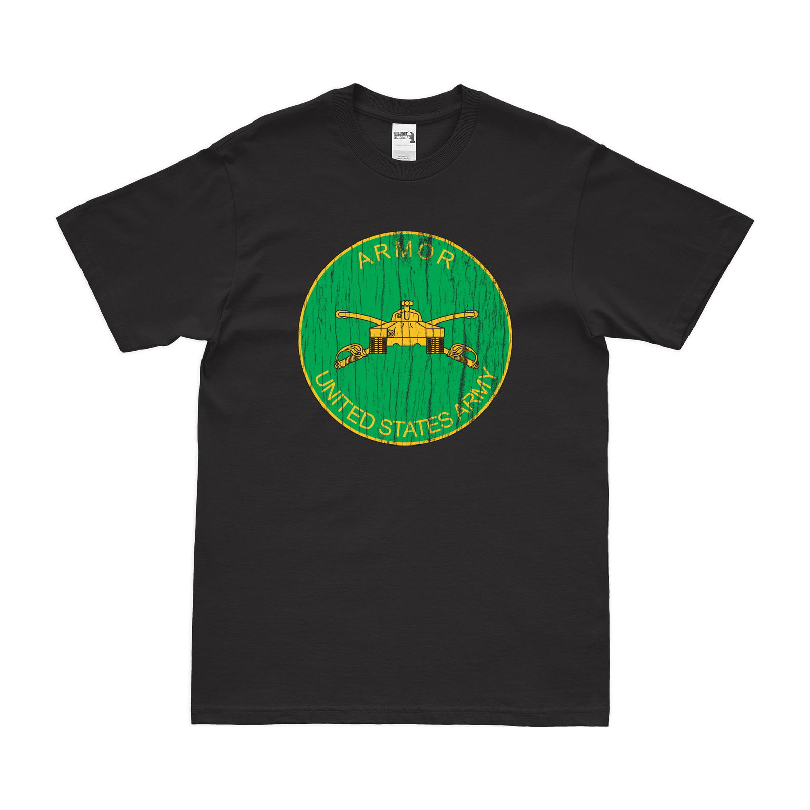 U.S. Army Armor Branch Plaque T-Shirt Tactically Acquired Black Distressed Small