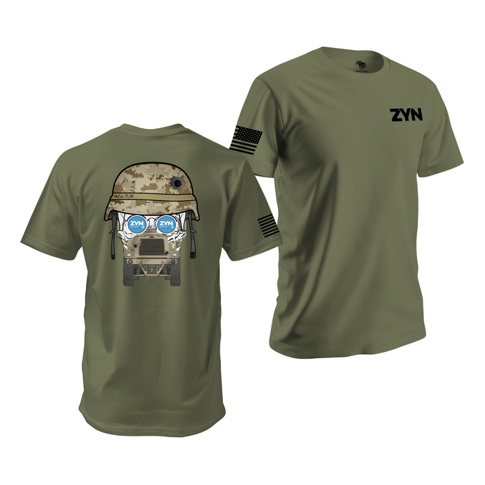 Zyn USMC Motor T Skull T-Shirt Tactically Acquired Military Green Small Cool Mint