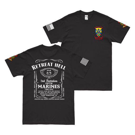 Double-Sided 2/5 Marines Whiskey Label T-Shirt Tactically Acquired Black Small 