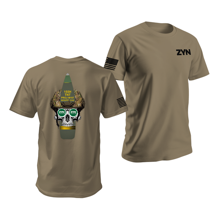 Zyn Field Artillery Skull T-Shirt Tactically Acquired   