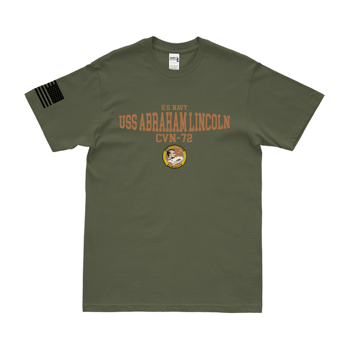 USS Abraham Lincoln (CVN-72) Bulge Emblem T-Shirt Tactically Acquired Military Green Small 