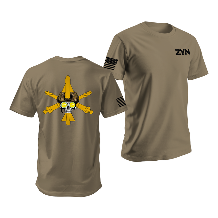 ZYN U.S. Army Air Defense Artillery Skull T-Shirt Tactically Acquired