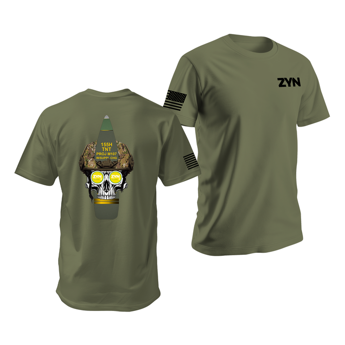 Zyn Field Artillery Skull T-Shirt Tactically Acquired   