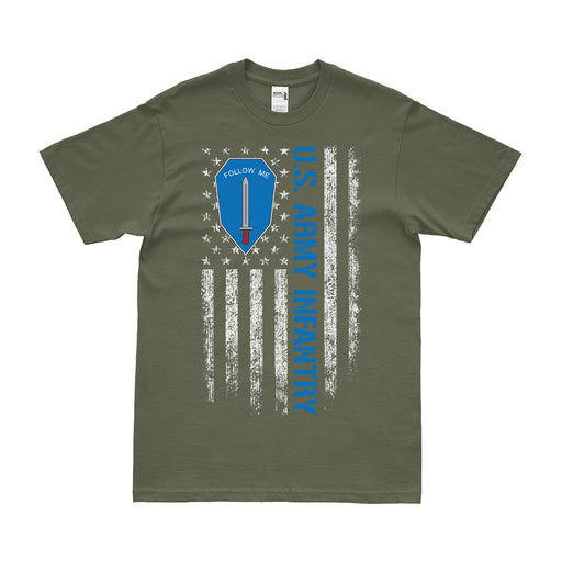 U.S. Army Infantry Branch American Flag T-Shirt Tactically Acquired Military Green Small 