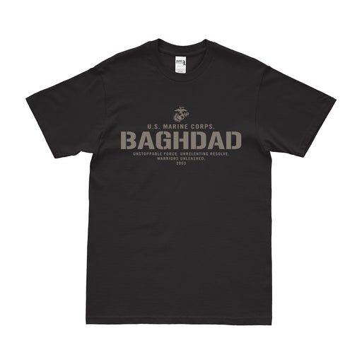 U.S. Marine Corps Baghdad 2003 Operation Iraqi Freedom T-Shirt Tactically Acquired Black Small 