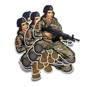 Bailey Pin-Up Girl USAF Security Forces M249 SAW Gunner Decal – 4" x 4" Waterproof Sticker Tactically Acquired