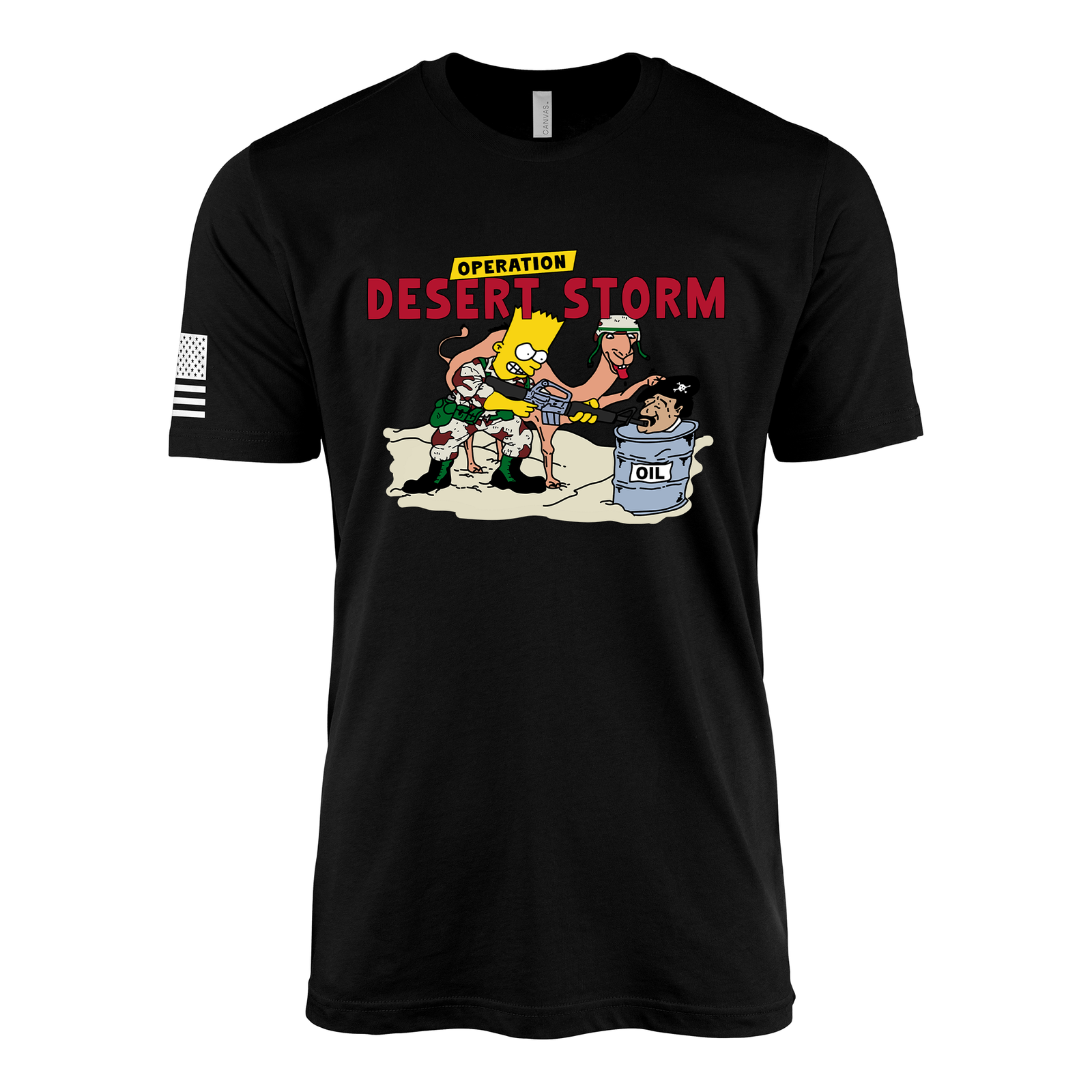Vintage Rambart Operation Desert Storm Gulf War T-Shirt Tactically Acquired Black Small