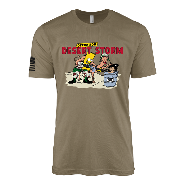 Vintage Rambart Operation Desert Storm Gulf War T-Shirt Tactically Acquired Coyote Brown Small
