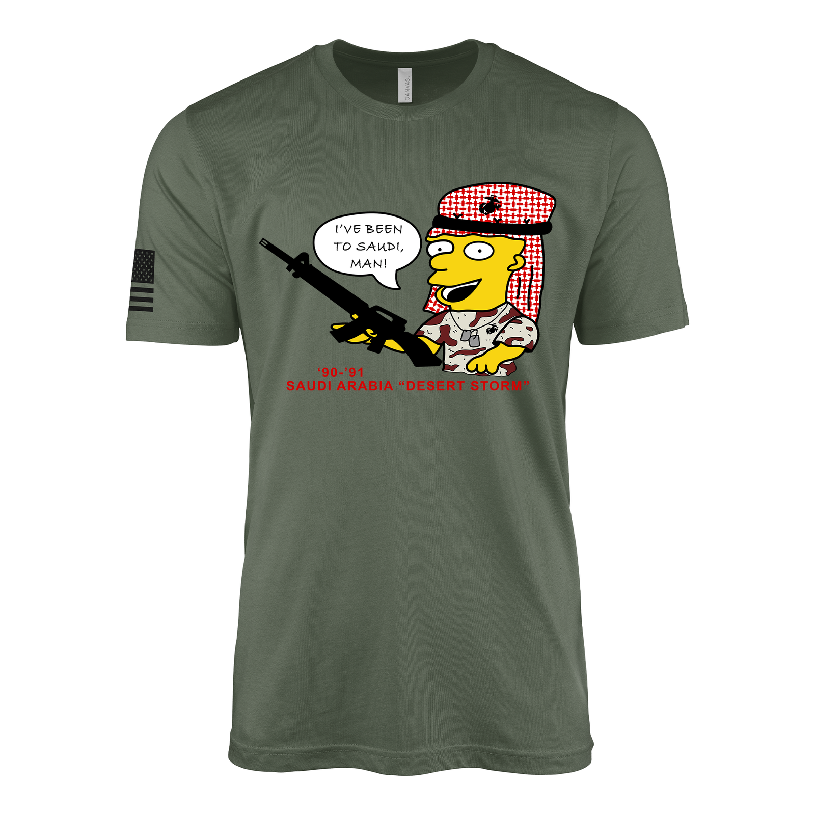 I've Been to Saudi Man! Vintage USMC Desert Storm T-Shirt Tactically Acquired Military Green Small