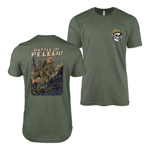 Battle of Peleliu USMC WW2 T-Shirt Tactically Acquired Military Green Small