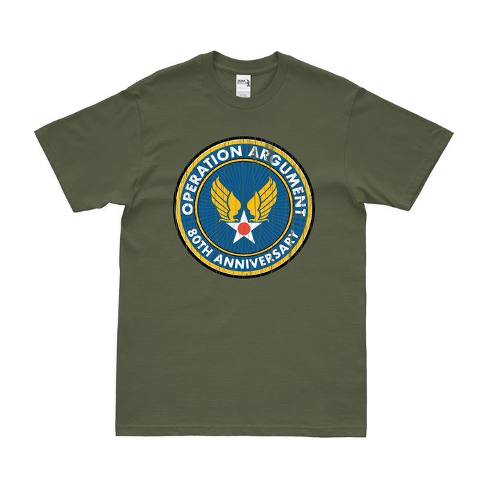 Big Week World War II AAF 80th Anniversary T-Shirt Tactically Acquired Military Green Distressed Small