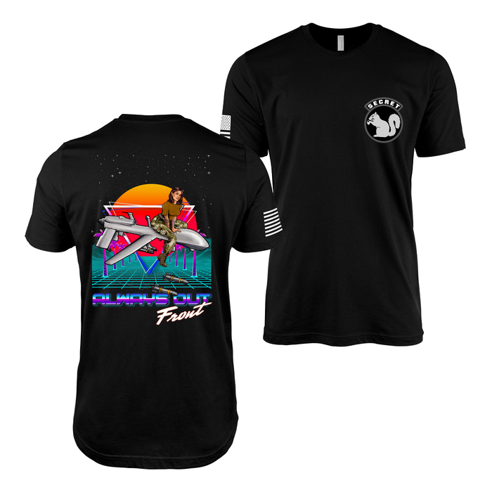 Military Intel Pin-Up Girl Julia MQ-9 Reaper Drone T-Shirt Tactically Acquired Black Small