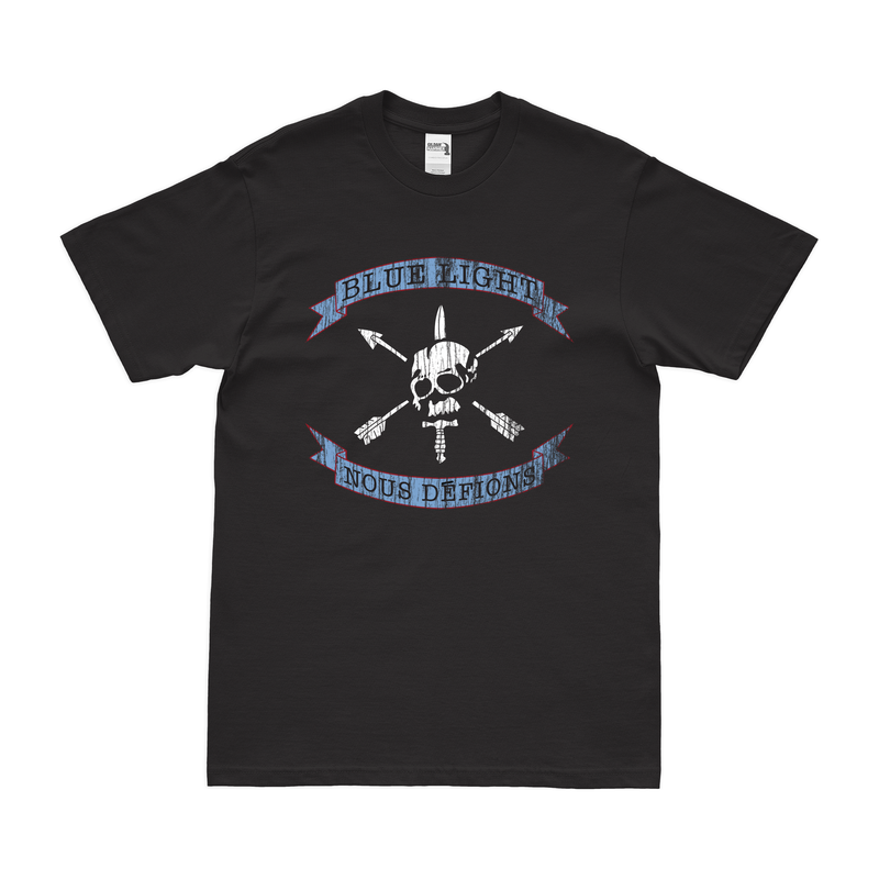 Distressed U.S. Army Blue Light "Nous Defions" Logo Emblem T-Shirt