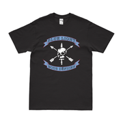 U.S. Army Blue Light "Nous Defions" Logo Emblem T-Shirt Tactically Acquired Small Black 