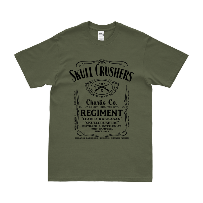 C Co, 1-187 IN, 3BCT Whiskey Label T-Shirt Tactically Acquired Military Green Small 