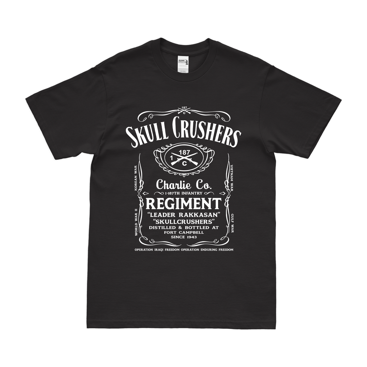 C Co, 1-187 IN, 3BCT Whiskey Label T-Shirt Tactically Acquired Black Small 