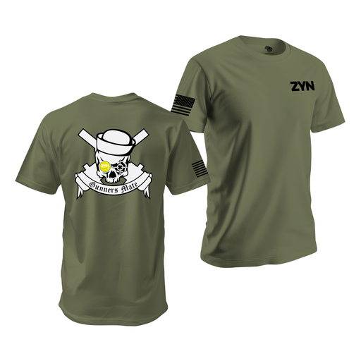 Zyn U.S. Navy Gunners Mate Skull T-Shirt Tactically Acquired Military Green Small Citrus