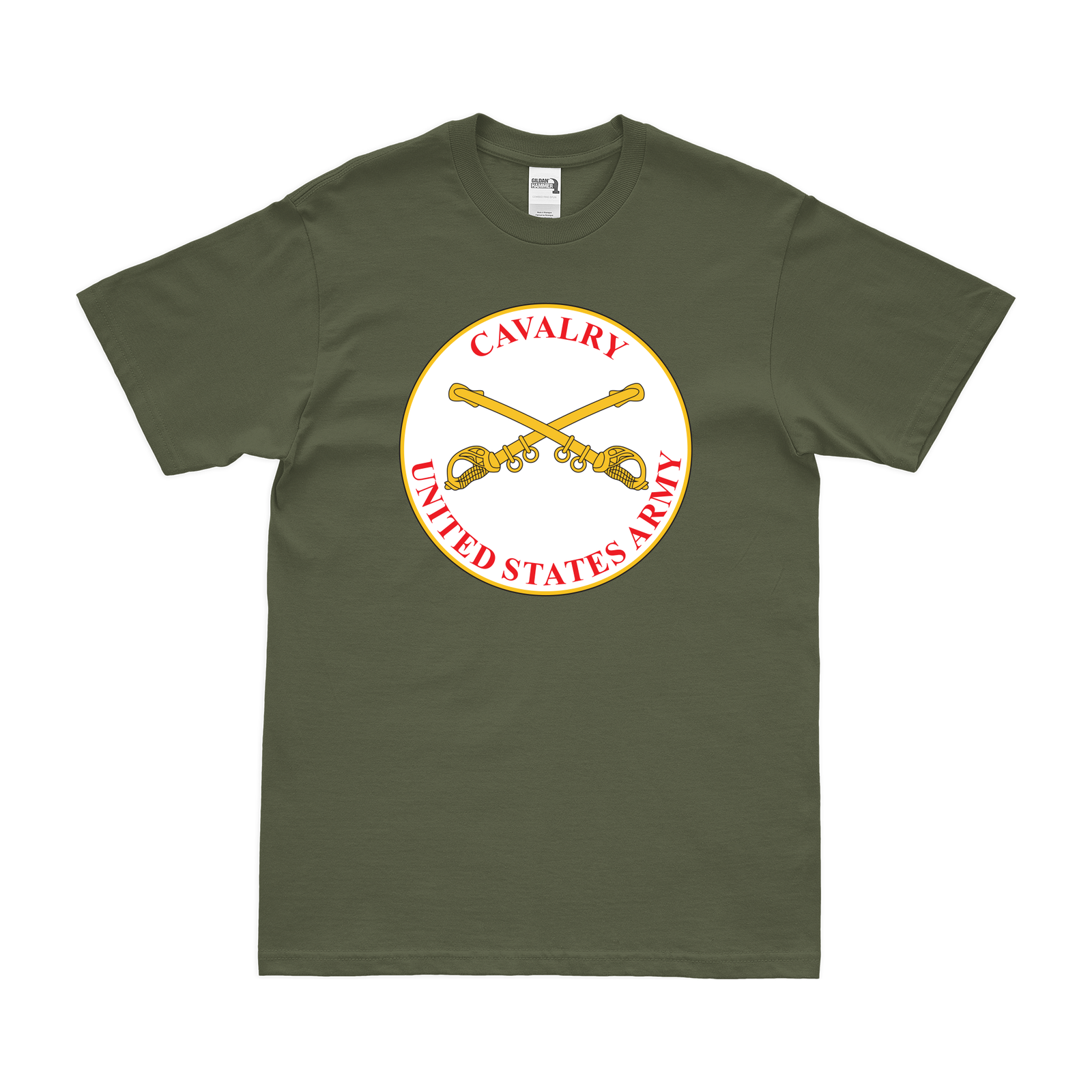 U.S. Army Cavalry Branch Plaque T-Shirt Tactically Acquired Military Green Clean Small