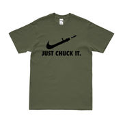 Just Chuck It! Mortarman Parody T-Shirt Tactically Acquired Small Clean Military Green