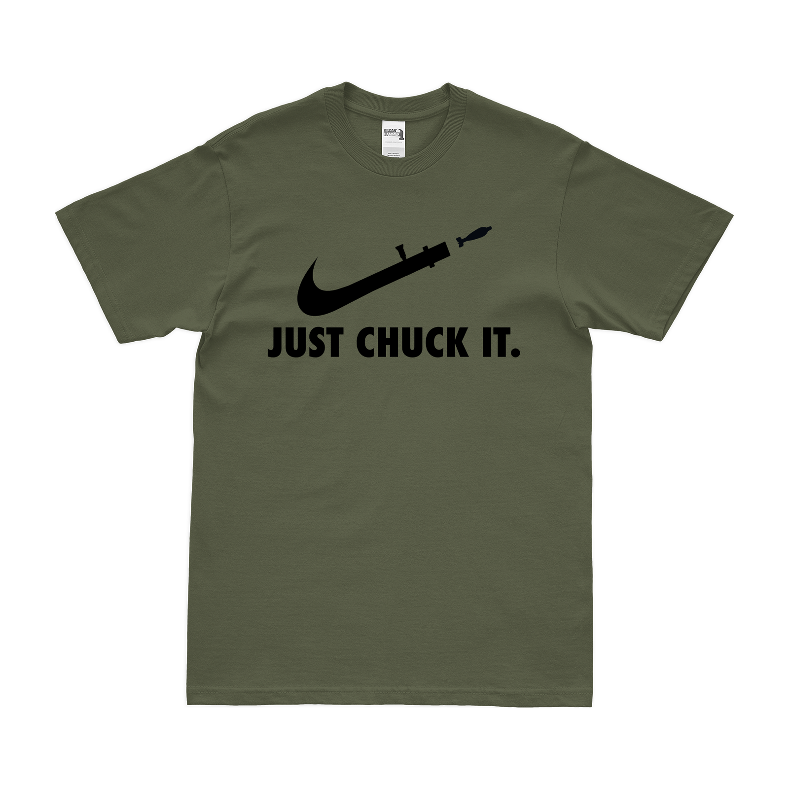 Just Chuck It! Mortarman Parody T-Shirt Tactically Acquired Small Clean Military Green