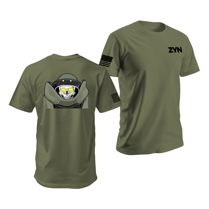 Zyn E.O.D. Bomb Suit Skull T-Shirt Tactically Acquired Military Green Small Citrus