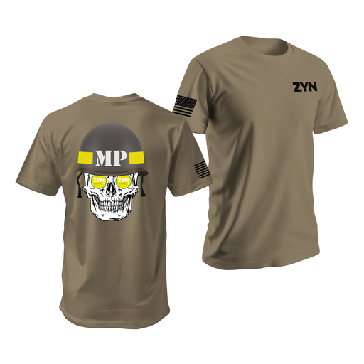 Zyn Military Police Skull T-Shirt Tactically Acquired Coyote Brown Small Citrus