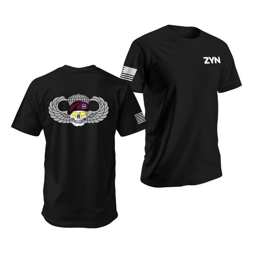 Zyn Airborne Paratrooper Jump Wings Skull T-Shirt Tactically Acquired Black Small Citrus