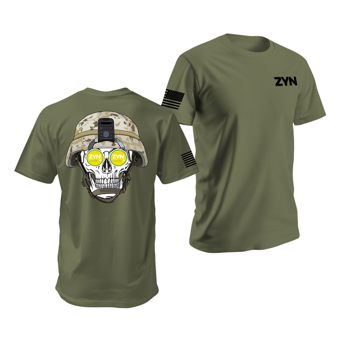 Zyn USMC Skull T-Shirt Tactically Acquired Military Green Small Citrus