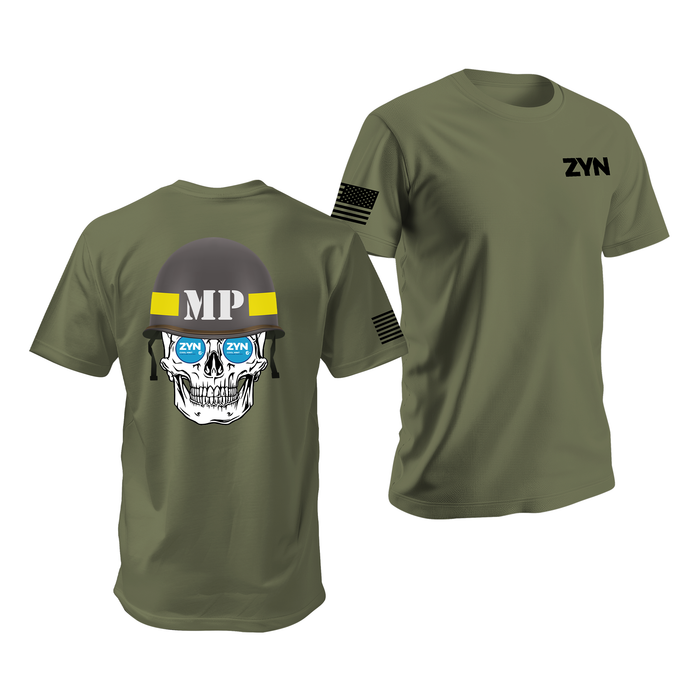 Zyn Military Police Skull T-Shirt Tactically Acquired Military Green Small Cool Mint