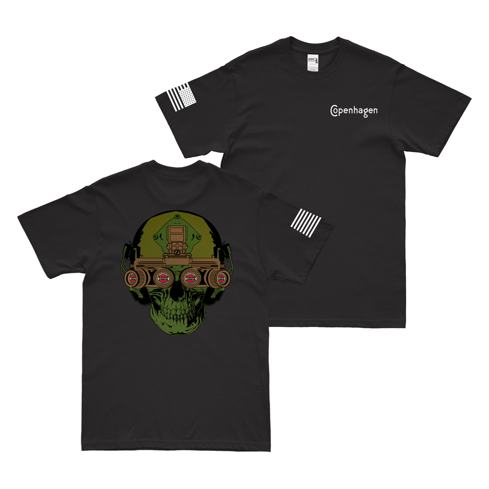 Fresh Cope Quad NVG's Special Forces Skull T-Shirt Tactically Acquired Black S
