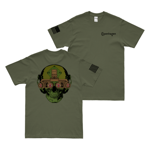 Fresh Cope Quad NVG's Special Forces Skull T-Shirt Tactically Acquired Military Green Small 