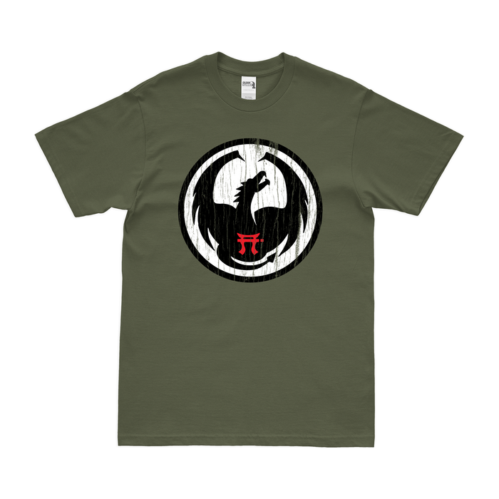 D Co, 1-187 IN, 3BCT, 101 ABN (AASLT) T-Shirt Tactically Acquired Military Green Distressed Small