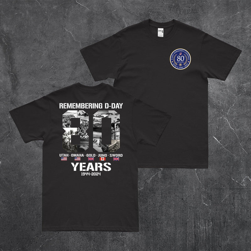 Double-Sided D-Day 2024 - 80th Anniversary Memorial Emblem T-Shirt