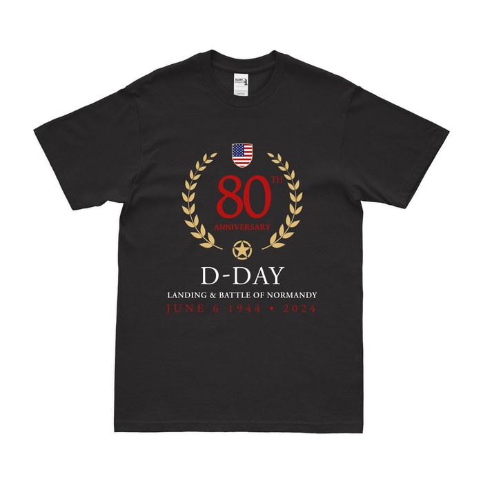80th Anniversary D-Day 2024 Normandy Landings Memorial Wreath T-Shirt Tactically Acquired Black Small 